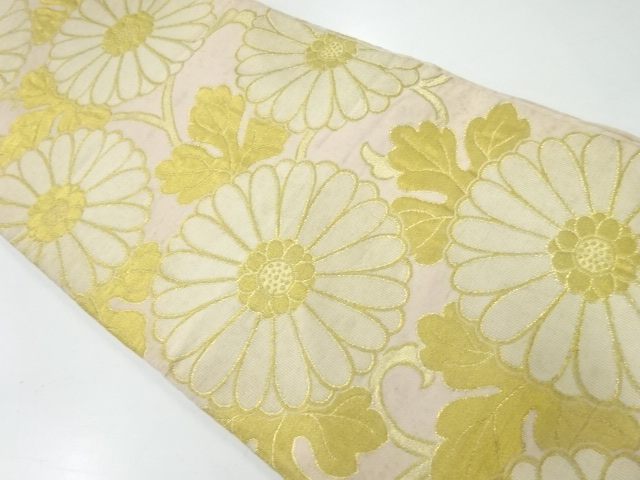 アンティーク　菊模様織出し袋帯（材料）